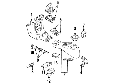 1994 Ford Aspire Center Console Console Diagram for F4BZ61045A36B