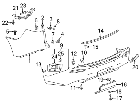 2018 Buick Enclave Rear Bumper Retainer Plate Diagram for 84009718