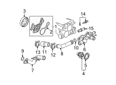 2007 Honda Fit Powertrain Control Water Pump Diagram for 19200-RME-A01
