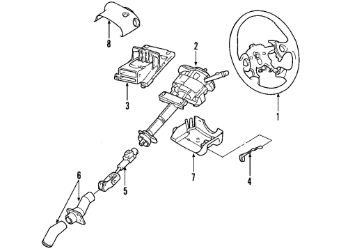 2005 Pontiac Aztek Steering Column, Steering Wheel Column Assembly Diagram for 10393979