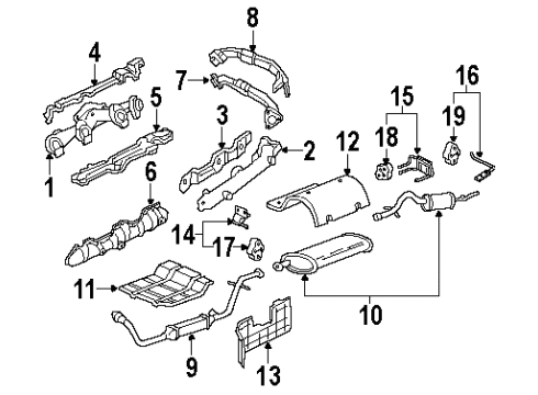 2004 Oldsmobile Silhouette Exhaust Components, Exhaust Manifold Insulator-Exhaust Tail Pipe Hanger Diagram for 10448573