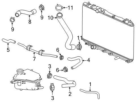 2019 Honda Civic Hoses, Lines & Pipes Hose B, Exp Tank In Diagram for 19107-RPY-G00