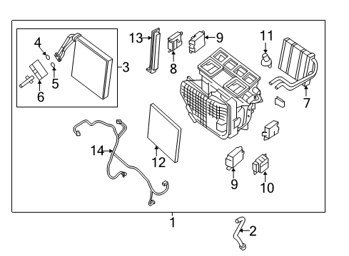 2013 Nissan Pathfinder Heater Core & Control Valve Core-Heater Diagram for 27140-3JC1B