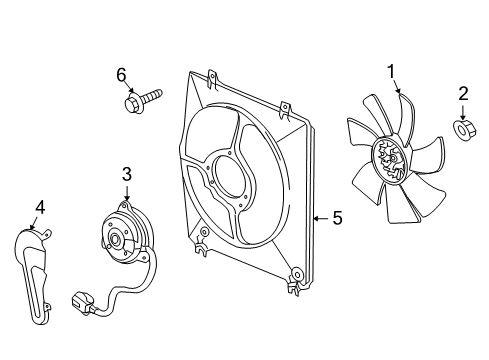2011 Acura TL A/C Condenser Fan Cover, Fan Motor Diagram for 38619-RK1-A01