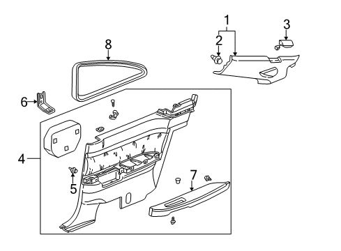 2002 Acura CL Interior Trim - Quarter Panels Garnish Assembly, Left Rear Pillar (Seagull Gray) Diagram for 84181-S3M-A01ZB