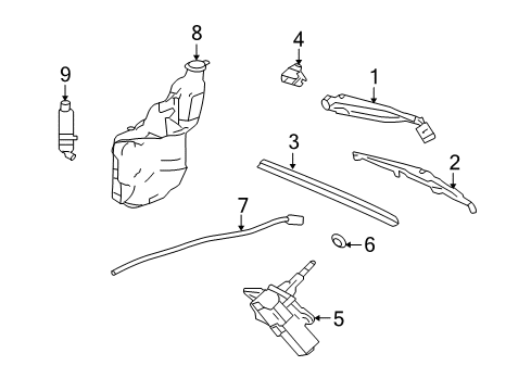 2005 Cadillac SRX Lift Gate - Wiper & Washer Components Wiper Motor Grommet Diagram for 25739991