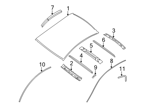 2010 Nissan Altima Roof & Components Moulding-Roof Drip, Front LH Diagram for 76813-JA000