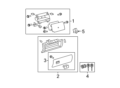 2012 Toyota Tundra Glove Box Glove Box Assembly Diagram for 55042-0C020-C0