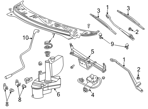2005 Mercury Monterey Wiper & Washer Components Rear Motor Diagram for 6F2Z-17508-A