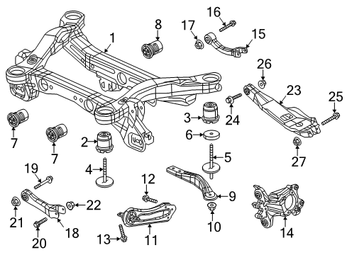 2014 Jeep Cherokee Rear Suspension, Lower Control Arm, Upper Control Arm, Ride Control, Stabilizer Bar, Suspension Components Rear Diagram for 5090072AE