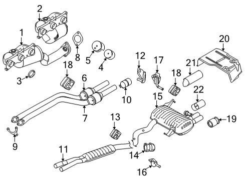 2006 BMW 330xi Exhaust Components Rear Exhaust Muffler Diagram for 18307566934