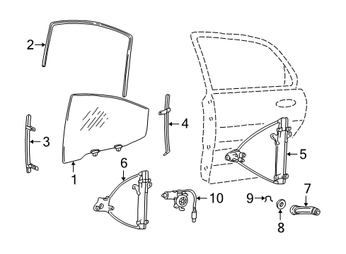 2000 Hyundai Sonata Rear Door Rear Right Power Window Regulator Assembly Diagram for 83404-38011