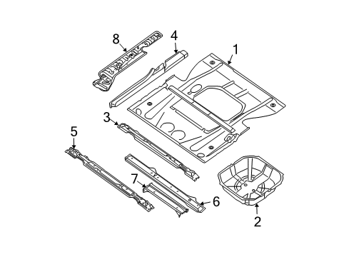 2009 Nissan Quest Pillars, Rocker & Floor - Floor & Rails Sill-Inner, LH Diagram for 76451-CK030