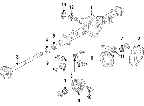 2013 GMC Sierra 2500 HD Rear Axle, Differential, Propeller Shaft Drive Shaft Assembly Diagram for 84669658