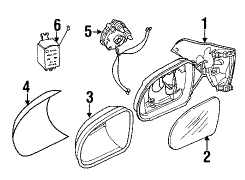 2001 Cadillac Catera Window Defroster Mirror, Outside Rear View(Reflector Glass) Diagram for 9147204