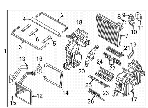 2019 Kia Niro EV A/C Evaporator & Heater Components Separator Diagram for 97206Q4000