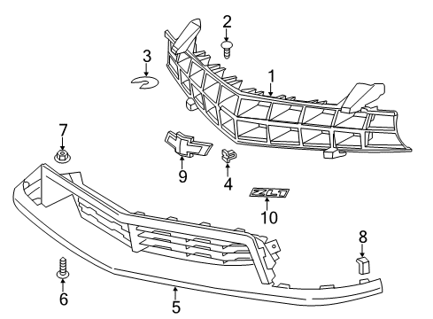 2014 Chevrolet Camaro Grille & Components Nameplate Diagram for 22830717