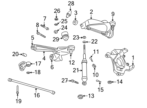 2003 Dodge Durango Front Suspension Components, Lower Control Arm, Upper Control Arm, Stabilizer Bar Nut Diagram for 6504728