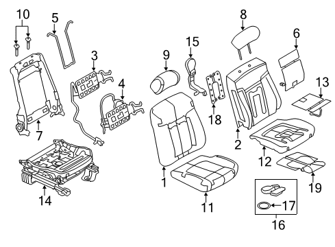 2012 Ford F-150 Heated Seats Seat Frame Diagram for CL3Z-9661710-A