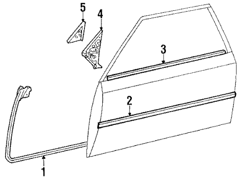 1987 Toyota Celica Door & Components, Outside Mirrors, Exterior Trim Moulding, Front Door, Outside LH Diagram for 75732-20220