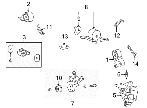 2002 Hyundai XG350 Engine & Trans Mounting Stopper Diagram for 21834-38010