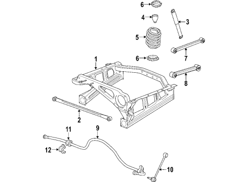 2007 Jeep Grand Cherokee Rear Suspension, Lower Control Arm, Upper Control Arm, Stabilizer Bar, Suspension Components Bar-Rear Suspension Diagram for 52089484AD