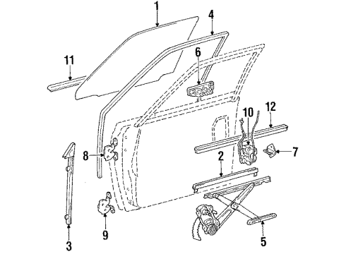 1986 Toyota Tercel Front Door - Glass & Hardware Frame Sub-Assembly, Front D Diagram for 67401-16120