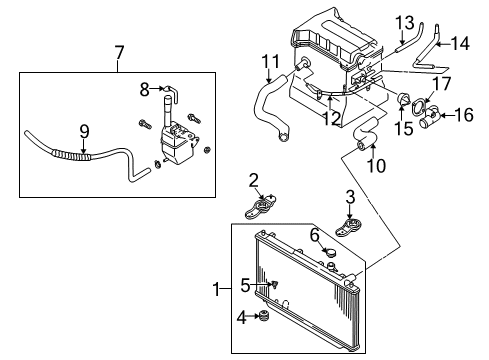 2003 Kia Spectra Radiator & Components Thermostat Assembly Diagram for 0K20115171A