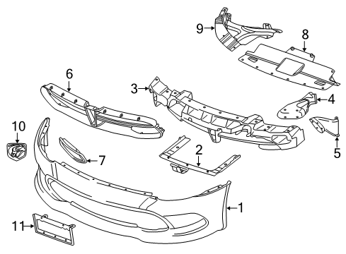 2015 Dodge Viper Front Bumper Bracket-FASCIA Support Diagram for 68199656AA