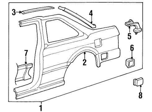1988 Honda Accord Quarter Panel & Components Lid, Fuel Filler Diagram for 63910-SG7-A00ZZ