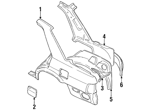 1991 Nissan Stanza Quarter Panel & Components Base-Filler Lid Diagram for 78120-65E00