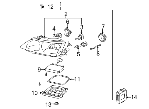 2001 Lexus ES300 Headlamps Headlamp Assembly, Right Diagram for 81110-33380