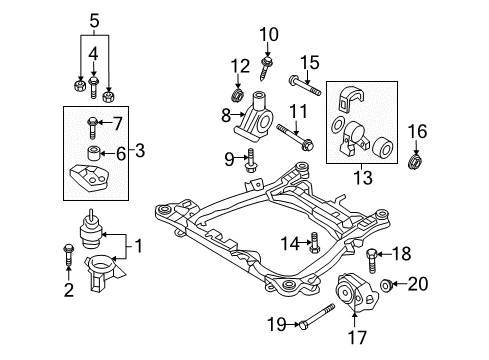 2009 Kia Sedona Engine & Trans Mounting Bolt Diagram for 219204D100