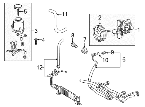 2020 Lexus LX570 Power Steering Pump & Cooler Lines Power Steering Pressure Feed Tube Assembly Diagram for 44410-60A20