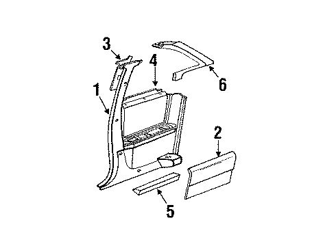 1995 Oldsmobile Cutlass Supreme Interior Trim - Quarter Panels TRIM, Rear Quarter Trim Diagram for 10271150