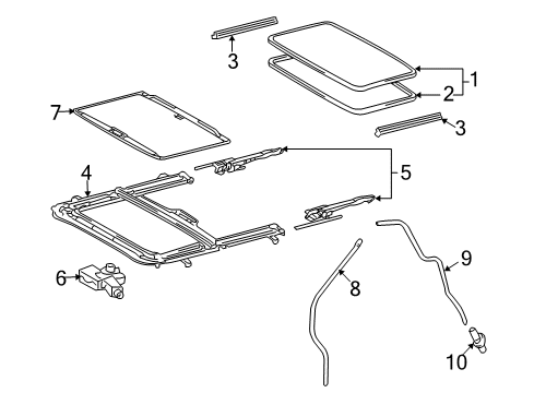 2005 Scion xA Sunroof Housing Assembly Diagram for 63203-52040