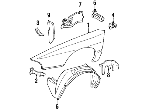 1998 Pontiac Bonneville Fender & Components Panel-Front Wheelhouse Diagram for 25657845