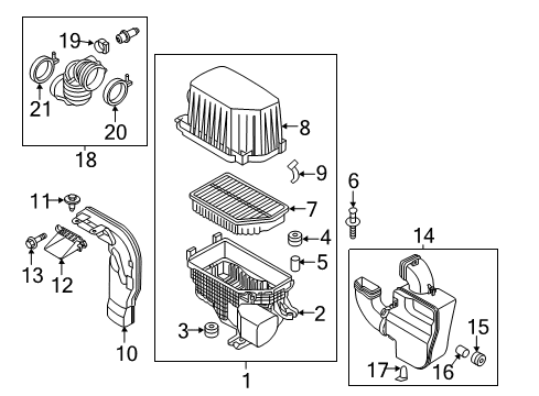 2015 Kia Soul Filters Cover-Air Cleaner Diagram for 28111B2000