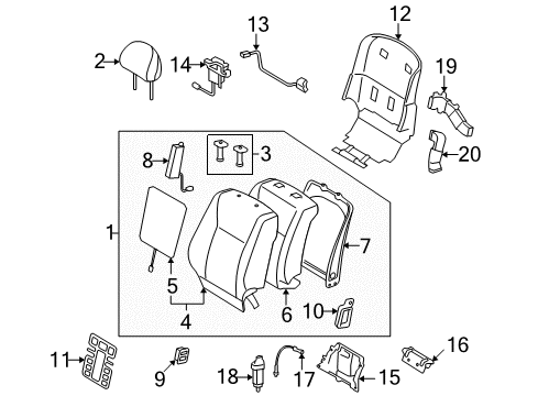 2009 Lexus LS460 Front Seat Components Switch Assy, Power Seat Diagram for 84920-50280-A1