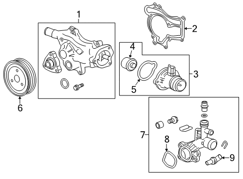 2016 Chevrolet Cruze Limited Cooling System, Radiator, Water Pump, Cooling Fan Pulley Diagram for 90531737