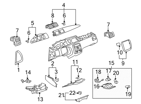 2010 Buick Lucerne Cluster & Switches, Instrument Panel Grille Clip Diagram for 10290472