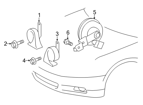 2014 Lexus LS460 Anti-Theft Components Horn Assy, High Pitched Diagram for 86510-30700