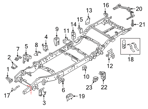2017 Nissan Titan Frame & Components Bracket-Cab Mounting, 3RD. Diagram for 95132-7S230