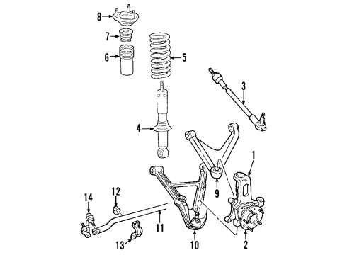 2008 Pontiac Solstice Rear Suspension Components, Lower Control Arm, Upper Control Arm, Stabilizer Bar Bushings Diagram for 10350104