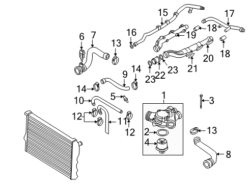 2002 BMW Z8 Hoses, Lines & Pipes Engine Coolant Thermostat Diagram for 11537835558