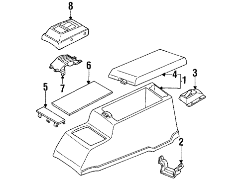 1990 Nissan D21 Center Console Console Assembly Center-Blue Diagram for 96910-01G11