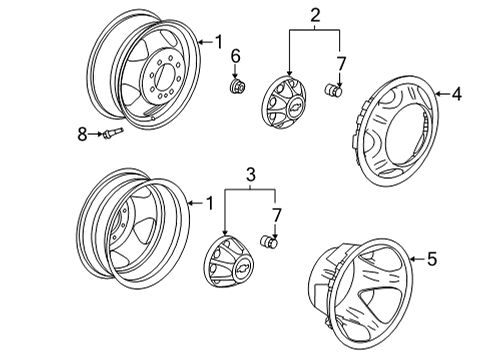 2020 GMC Sierra 3500 HD Wheels Hub Cap Diagram for 9597803