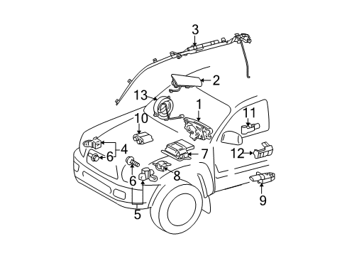 2005 Toyota Tundra Air Bag Components Driver Air Bag Diagram for 45130-0C050-B0