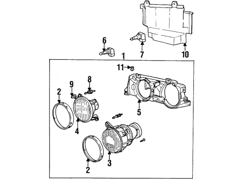 1995 BMW 525i Headlamps Low Beam Insert Left Diagram for 63121382395