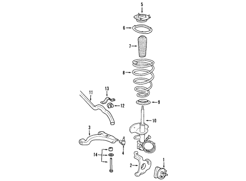 1998 Cadillac Seville Front Suspension Components, Lower Control Arm, Ride Control, Stabilizer Bar Shaft Bushings Diagram for 25699778